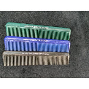 Lot of 3 Unbreakable Vtg Happy Holidays to You Advertisement Pocket Combs