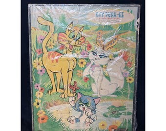Rare Vintage Gay PURR-EE Frame Tray Puzzle #4446 Western Litho USA