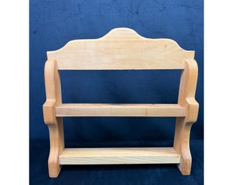 Wooden Counter Shelf 2 Tier Knick Knack Spice Rack Rustic Country Cottage 15x15