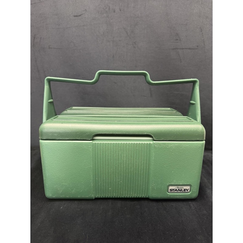 1989 Stanley Aladdin Cooler Green Insulated Divided Lunch Box No Thermos USA image 4
