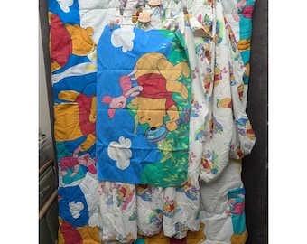 Disney Winnie The Pooh & Piglet Twin Size Comforter  Sheets Set Vintage Pooh