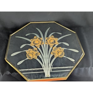 1989 WINDSOR ART 「FLORAL VASE」 ウォールミラー Vintage 1980's Windsor Art Deco Floral Etched Mirror Wall Hanging