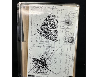 Stampin' Up! MEASURE OF A LIFE Wood Unmounted Rubber Stamp 2006 Dragonfly Bee