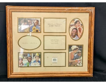 VTG Intercraft Wood Picture Frame 8 Jumbo Photo Collage 20x16 Ready To Hang New