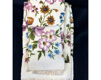 Martex Vintage Towel Set 3 Piece Floral Grandma GrannyCore Cottage Core Bathroom
