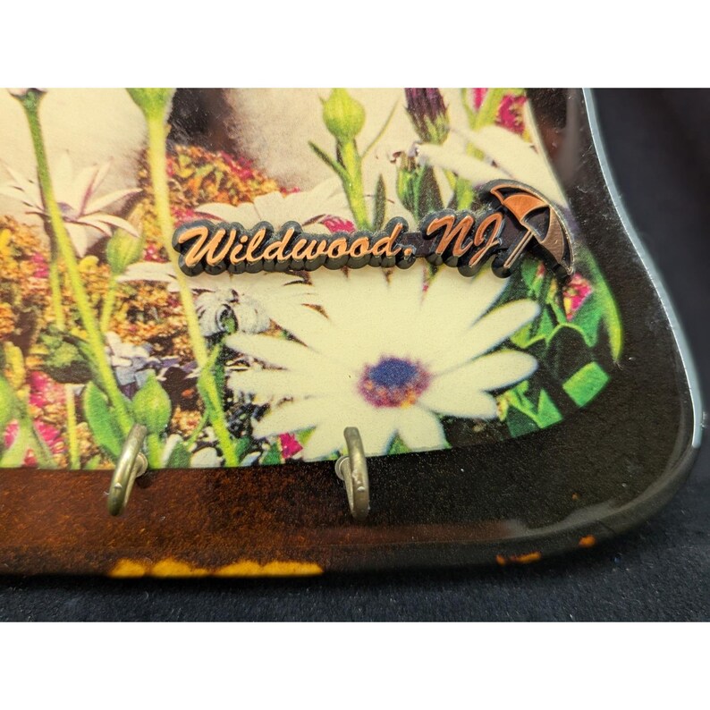 VTG Bichon Frse Wood Plaque Key Holder Wildwood NJ Souvenir New Old Stock immagine 2