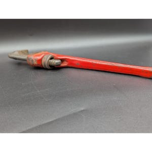 Vtg Red RIDGID 14" Pipe Wrench Heavy Duty Elyria, Ohio USA Rigid Ridge Tool Co. image 9