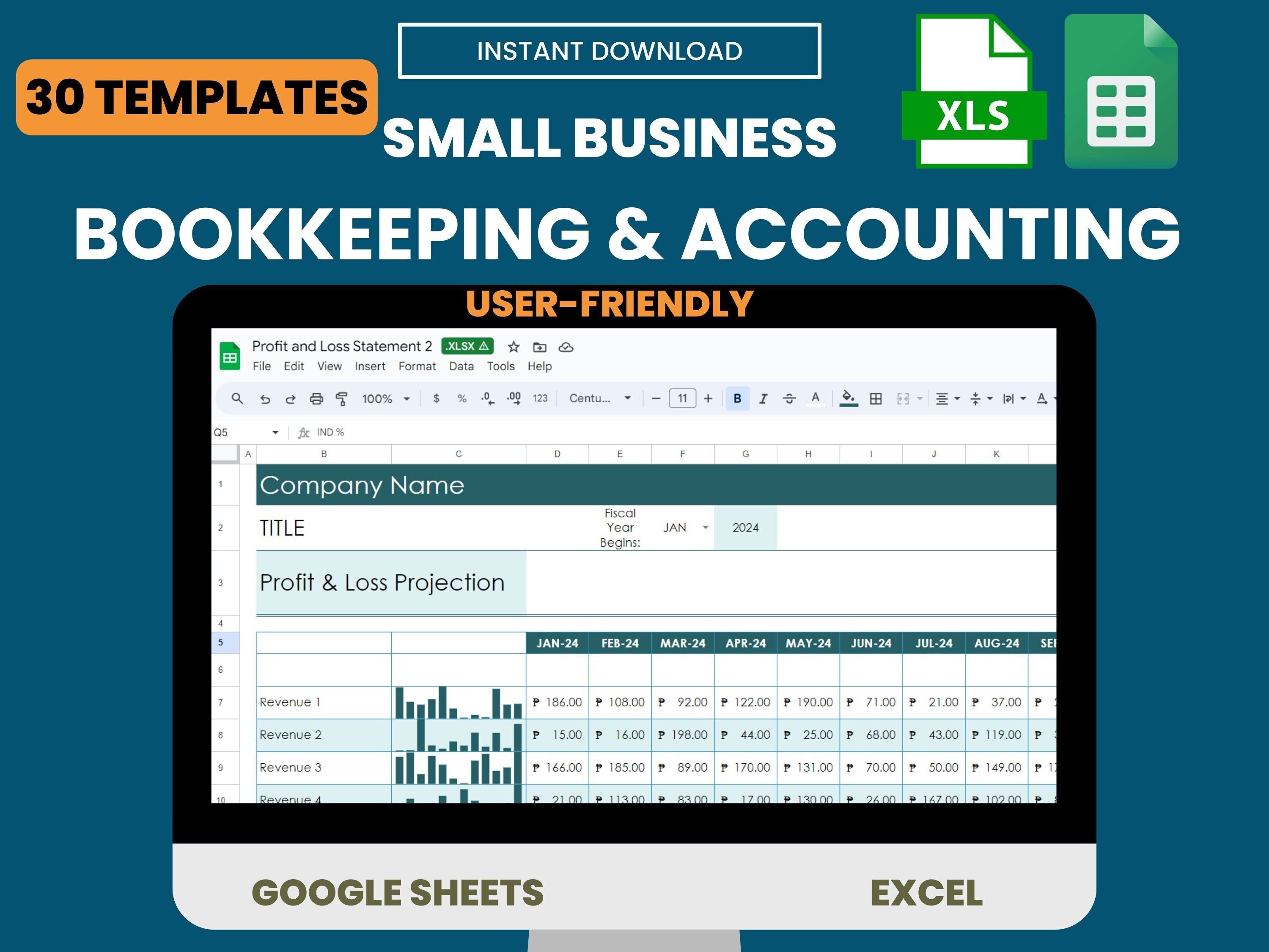 Small Business Bookkeeping and Accounting Spreadsheet Excel Templates ...