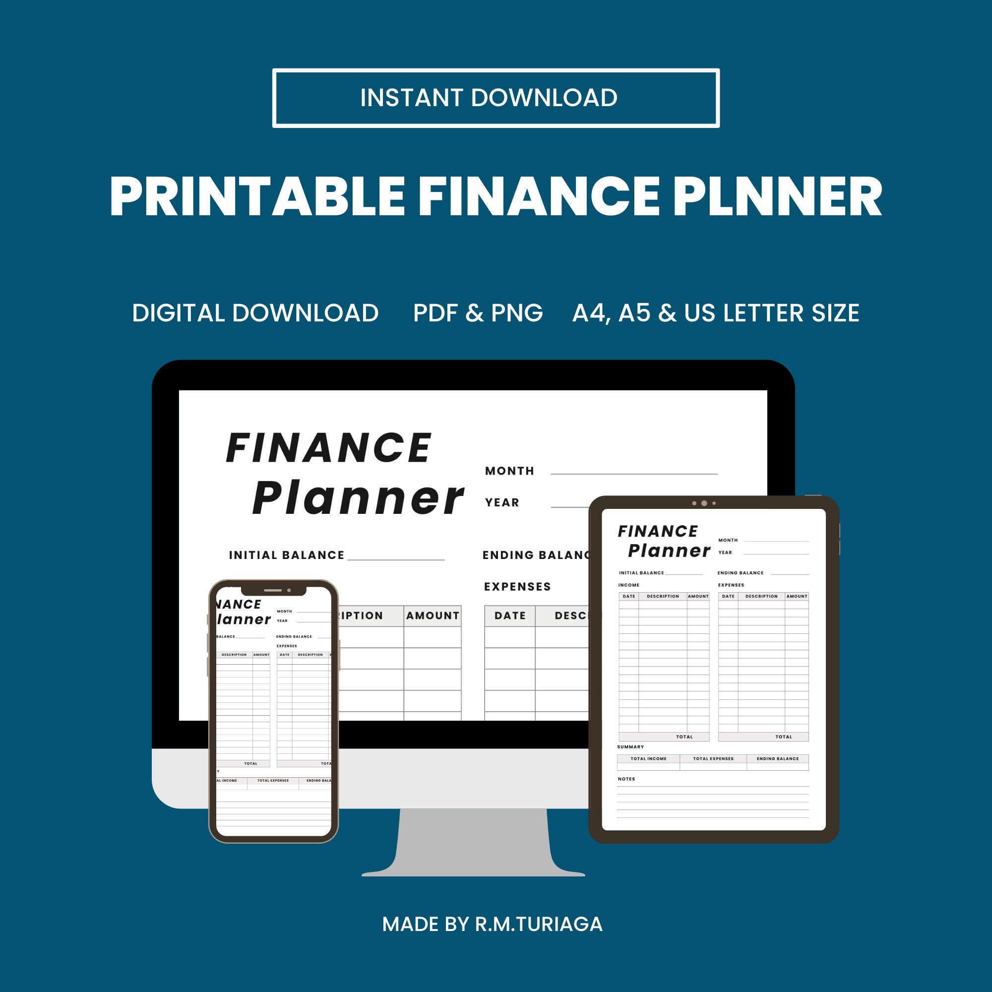 Finance Planner Budget Planner Income and Expense Tracker Monthly ...
