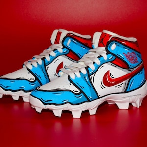Kids Cartoon Jordan 1 Mid Multisport Cleats (Arctic Blue Colorway)