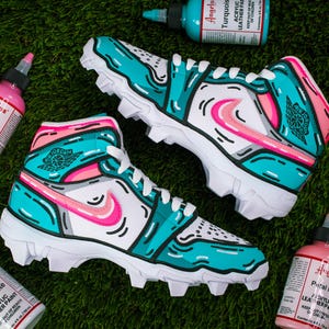 Kids Cartoon Jordan 1 Mid Multisport Cleats (South Beach Colorway)