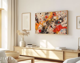 Pittura in stile Jackson Pollock, Samsung FRAME TV Art, Decorazione da parete moderna e audace, Vernice splatter contemporanea Astratta acrilica, Download digitale