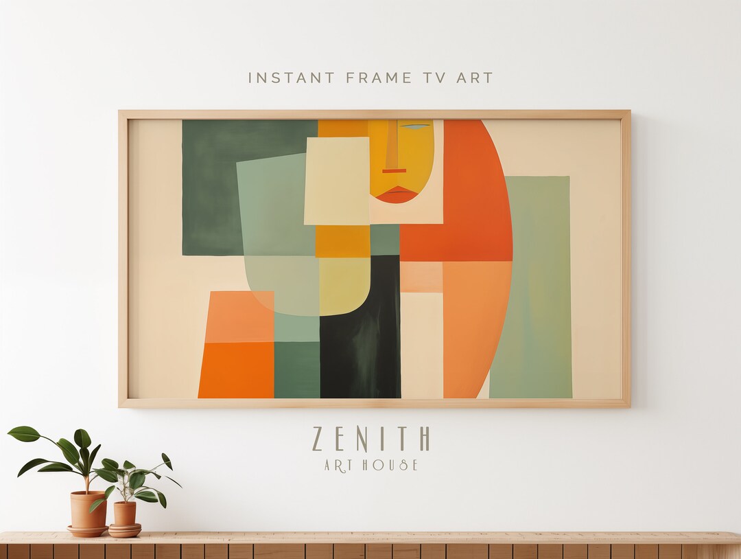 Mid Century Cubist Abstract | Samsung FRAME TV Art, Modern Neutral Wall ...