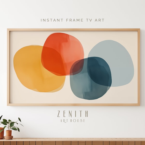 Mid Century Minimalist Abstract | Samsung FRAME TV Art, Modern Neutral Wall Decor, Vintage Color Block Boho Contemporary Digital Download