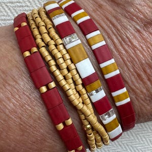 Miyuki Tila Bead Stacking Stretch Bracelets - Kansas City Chiefs Hometown Love Collection 1