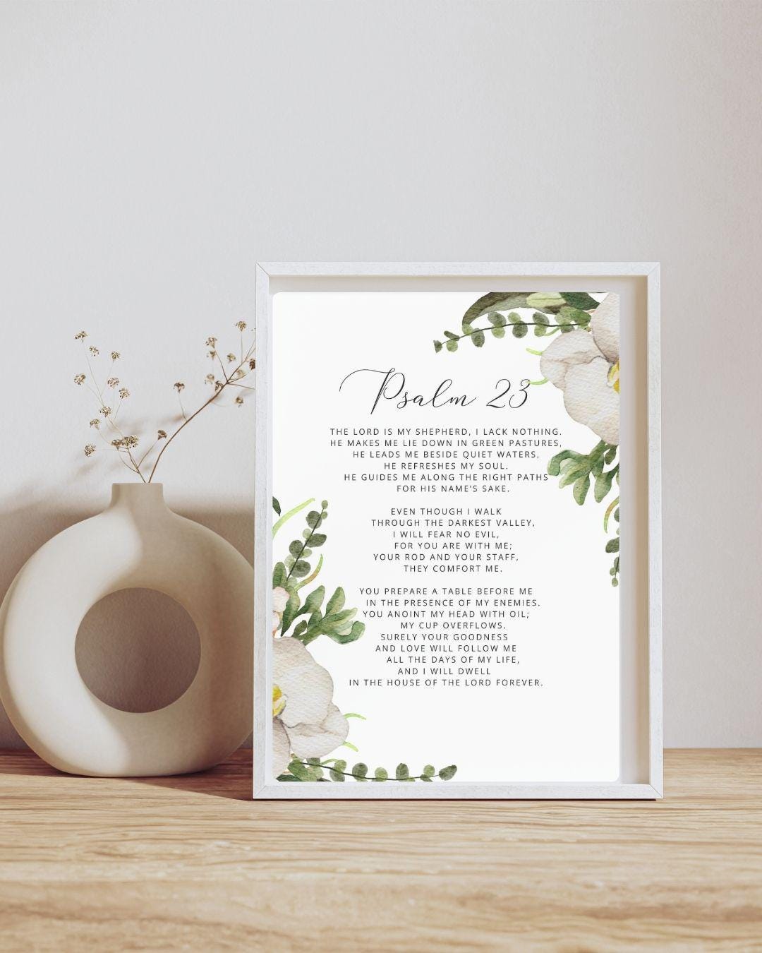 Psalm 23 Bible Verse Wall Art Bible Quote Scripture Wall Art Decor ...