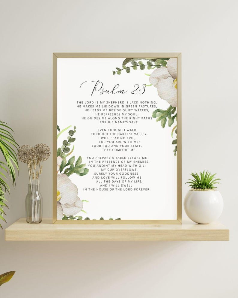 Psalm 23 Bible Verse Wall Art Bible Quote Scripture Wall Art Decor ...