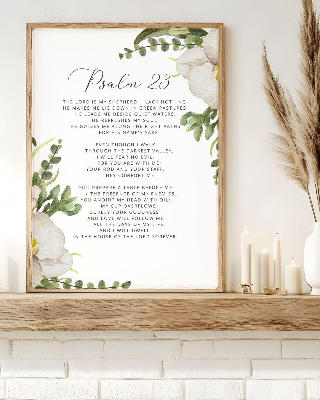 Psalm 23 Bible Verse Wall Art Bible Quote Scripture Wall Art Decor ...