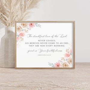 Lamentações 3:22-23 O amor constante do Senhor Citação da Bíblia, Versículo da Bíblia Arte de parede para download, Impressões das Escrituras Arte de parede para impressão