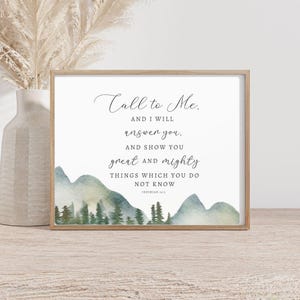 Jeremiah 33:3 Call to me and I will answer you Bible Quote Bible Verse Wall Art Download Scripture Wall Art Gift Printable Instant Download