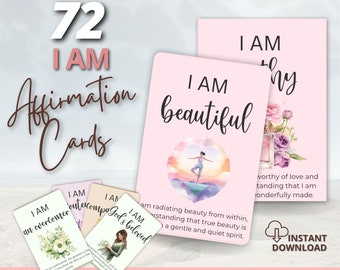Positive Affirmationskarten Ermutigungskarten für Selbstfürsorge druckbare Karten psychische Gesundheit Inspiration Motivationskarten Geschenk für Frauen