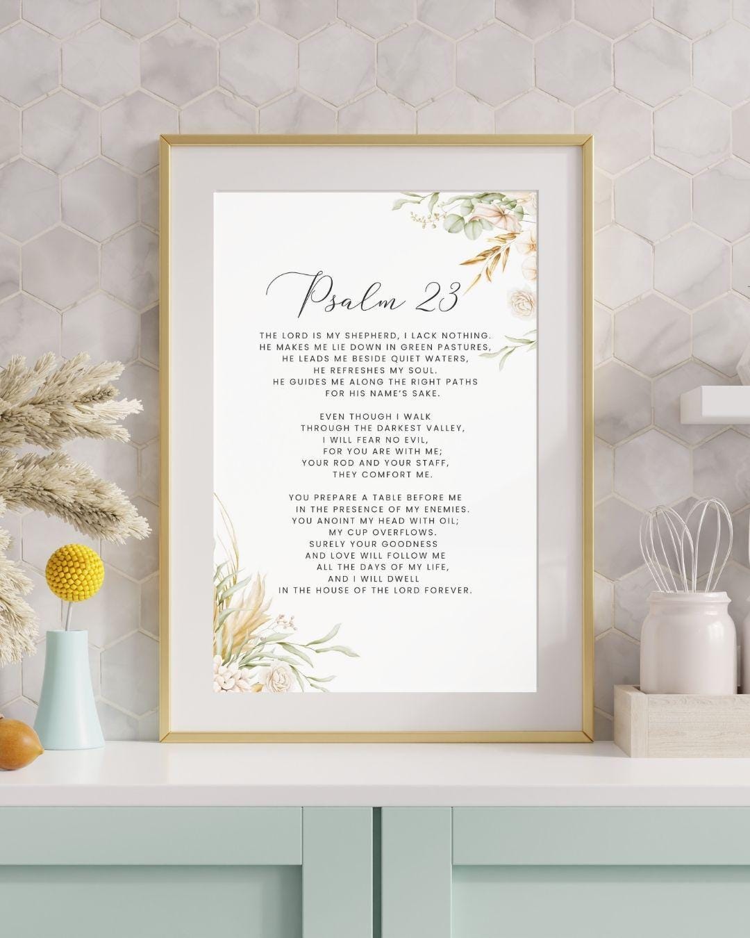 Psalm 23 Bible Verse Wall Art Bible Quote Scripture Wall Art Decor ...