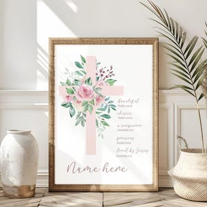 Nursery Wall Art for Girls Baptism Gift Printable Personalized Gift Custom Bible Verse Printables Baby Girl Gift Dedication Gift for Girls