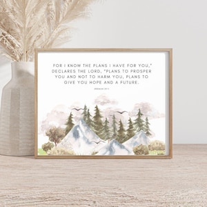 Jeremiah 29:11 Bible Quote, Bible Verse Wall Art, Scripture Print, Christian Gift, Encouragement, Positive, Gift for Men, Gift for Women