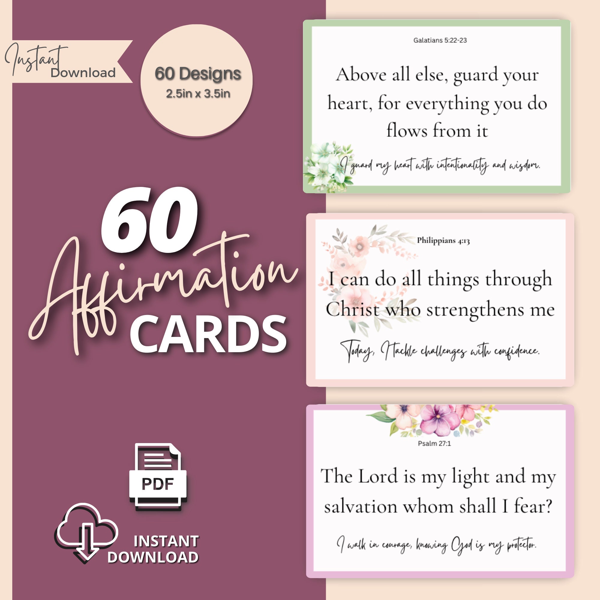 Biblical Affirmation Cards Self Care Inspirational Quotes for ...