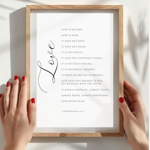 1 Corinthians 13 Love is patient Bible Verse Printable Wall Art Bible Quote Scripture Wall Art Christian Minimalist Wedding Gift Anniversary