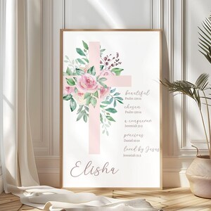 Baptism Gift Printable Nursery Wall Art for Girls Personalized Gift Custom Bible Verse Printables Baby Girl Gift Dedication Gift for Girls