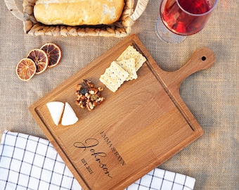 Custom Wedding Monogram Cutting Board, Wooden Charcuterie Board, Couples Gift, Wedding Gift for Bride, Cutting Board Personalized, Home Gift
