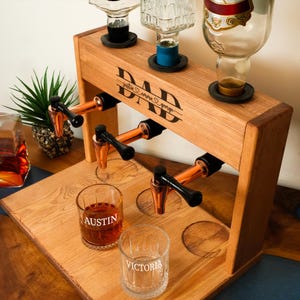 Custom Whiskey Dispenser for Home Bar, Personalized Liquor Dispenser, Whiskey Dispenser with Glasses Set, Fathers Day Gift, Gifts for Him