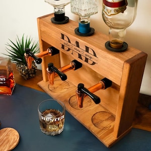 Custom Whiskey Dispenser for Home Bar, Personalized Liquor Dispenser, Whiskey Dispenser with Glasses Set, Fathers Day Gift, Gifts for Him