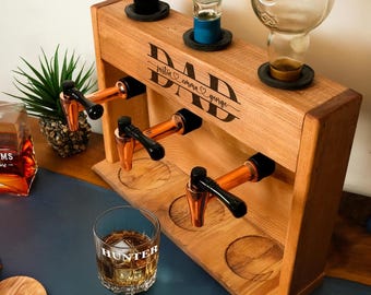 Custom Whiskey Dispenser for Home Bar, Personalized Liquor Dispenser, Whiskey Dispenser with Glasses Set, Fathers Day Gift, Gifts for Him