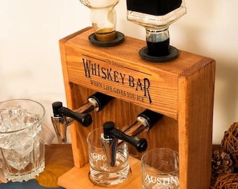 Personalized Wooden Whiskey Dispenser, Engraved Liquor Decanter, Home Bar Decor, Wedding Gift
