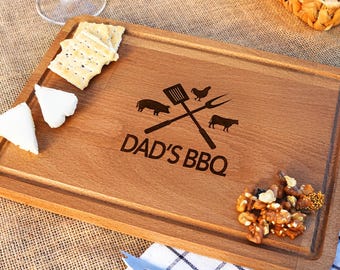 Personalized BBQ Board Gift for Grandpa, Grill Dad Board, Father's Day Gift, Custom Engraved Meat Carving Board, Grilling Gift, Gift for Him