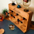Custom Engraved Wood Liquor Dispenser, Housewarming Gift, Personalized Dispenser with Whiskey Glasses, Gift for Couples, Bourbon Decanter