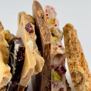 Selection of Chocolate Barks - Milk, Dark, Dulcey, White with Berries, Nuts, Waffle Crumble, 8 oz