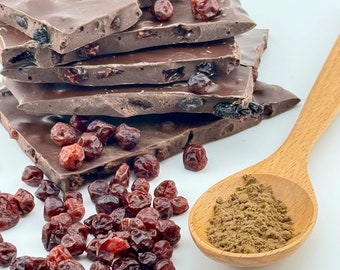 Mushroom Chocolate Bark with Siberian Cowberries, 8 oz