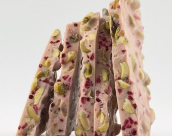 Pink Chocolate Bark with Pistachios and Dried Raspberries, 8 oz