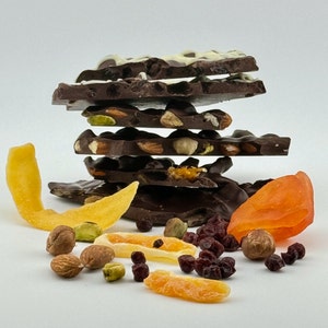 Selection of Dark Chocolate Barks with Dried Berries, Dried Fruits and Nuts, 8 oz