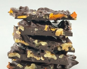 Walnut And Dried Persimmon Chocolate Bark, 8 oz