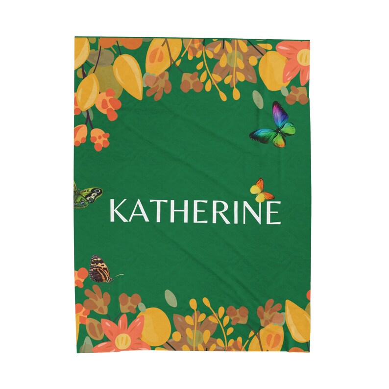 Personalized Velveteen Blanket, Plush Minky Throw, Floral Blanket Gift