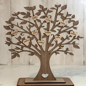 Árbol genealógico personalizado / Letrero de madera cortado con láser y grabado para nietos / Regalo para abuelos y bisabuelos