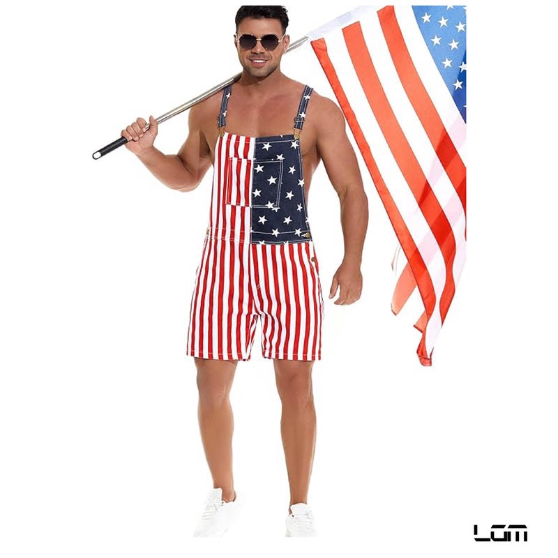 American Flags and Fireworks Boy Romper by Luigi main image 1