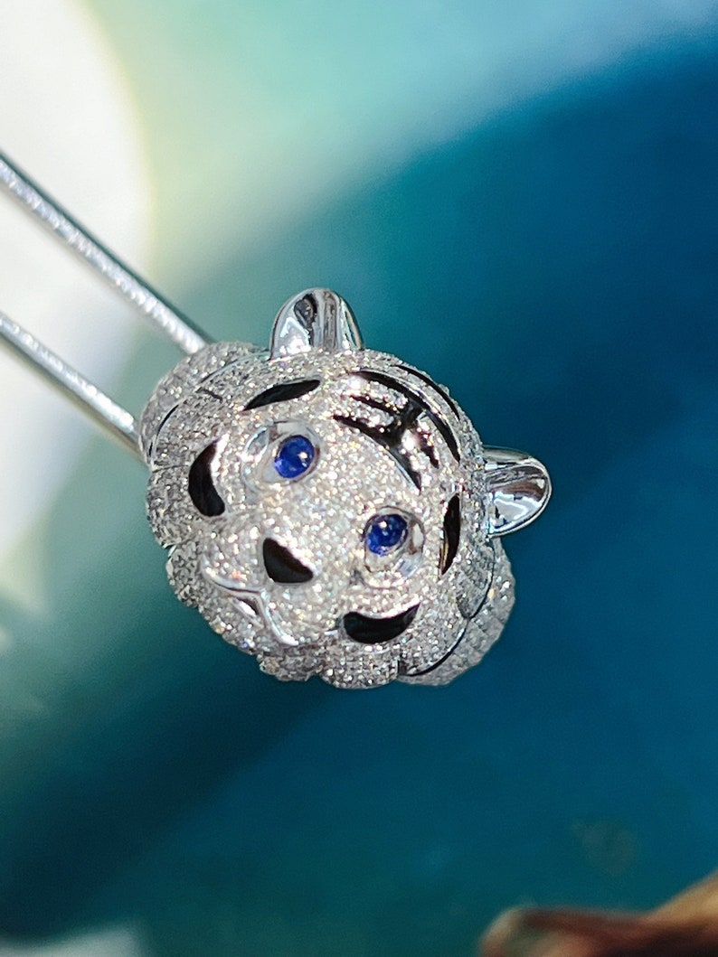 18K Diamond Ring tiger Etsy
