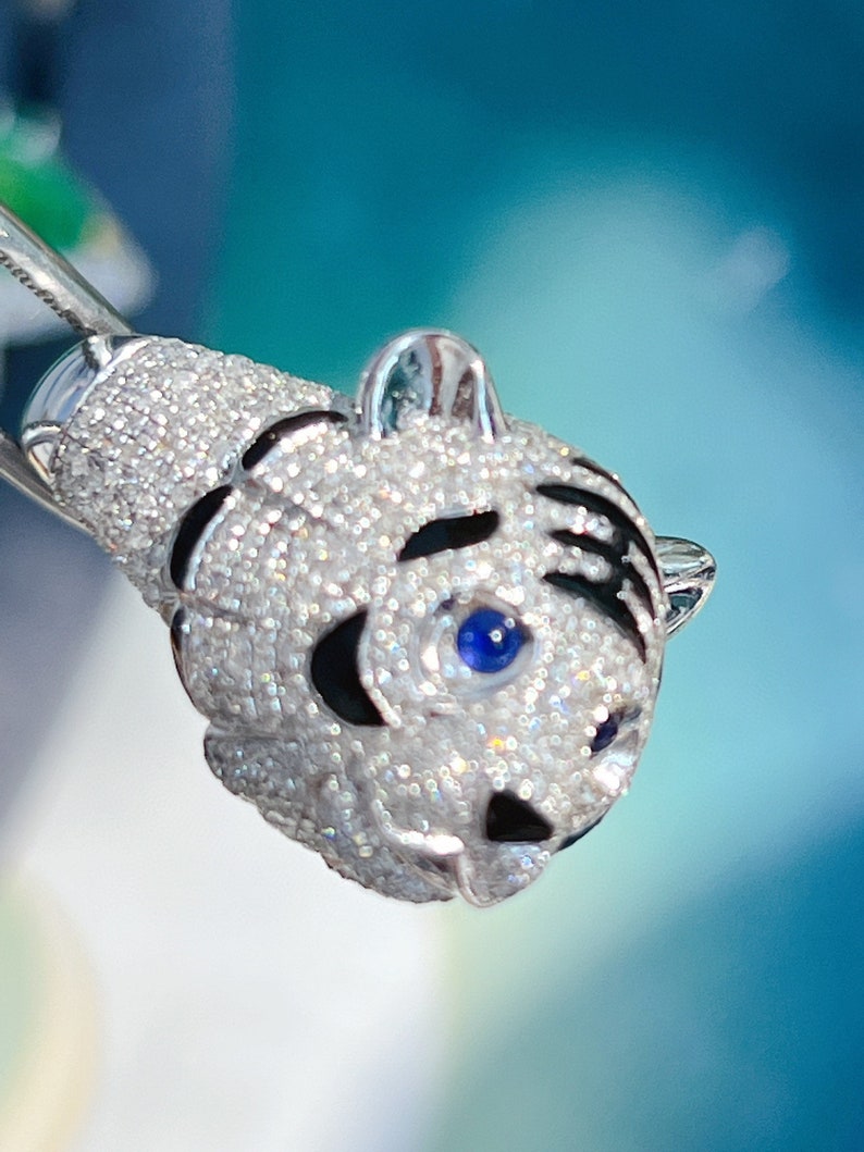 18K Diamond Ring tiger Etsy