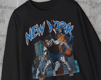 New York Basketball Knicks Sweatshirt - Graphic Tees - Bootleg - Vintage - Skeleton Shirt - NY Knicks Merch Tee - New York Shirt - NBA