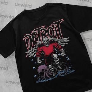 Detroit Hockey Shirt - Graphic Tees - Skeleton Shirt - Merch Tee - Gift Shirt - Bootleg Shirt - Vintage - Red Wings